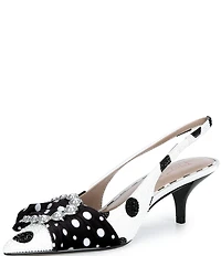 Betsey Johnson Bryanna Polka Dot Pearl Bow Slingback Pumps