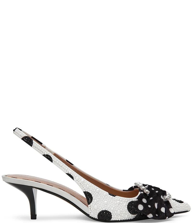 Betsey Johnson Bryanna Polka Dot Pearl Bow Slingback Pumps