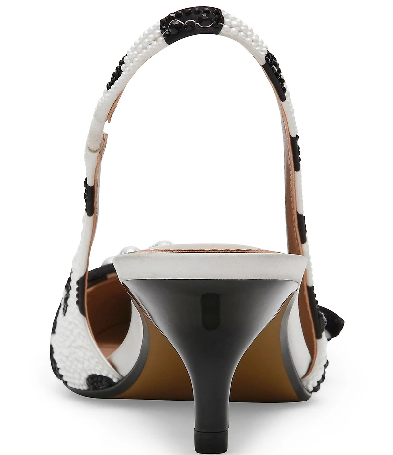 Betsey Johnson Bryanna Polka Dot Pearl Bow Slingback Pumps