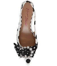 Betsey Johnson Bryanna Polka Dot Pearl Bow Slingback Pumps