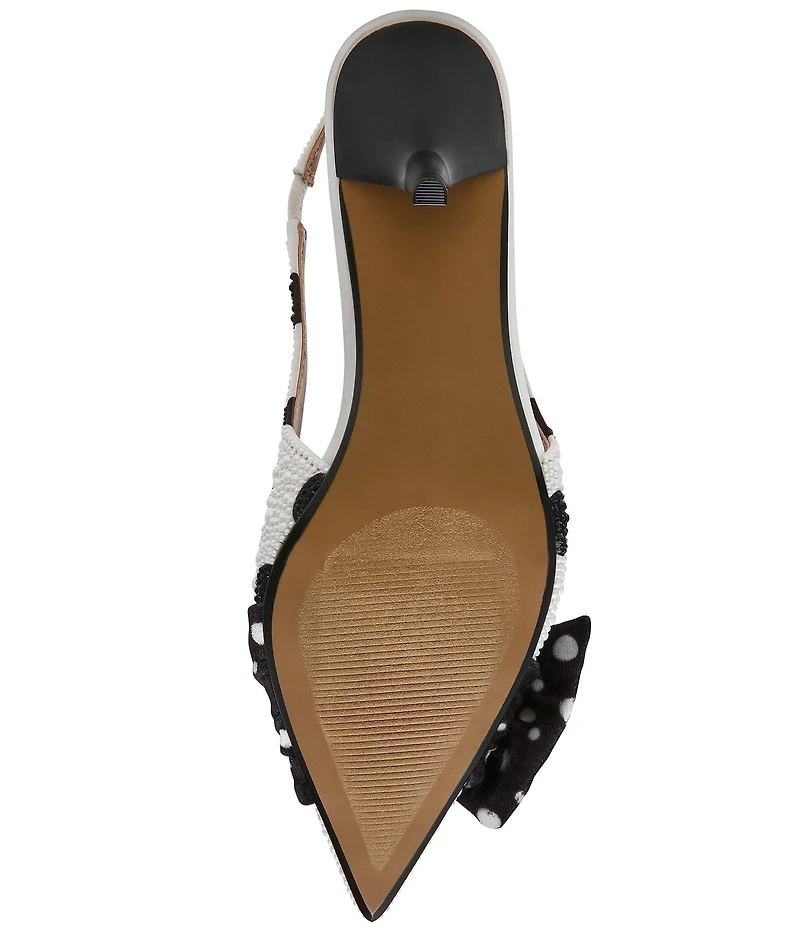 Betsey Johnson Bryanna Polka Dot Pearl Bow Slingback Pumps