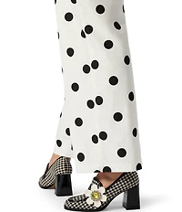 Betsey Johnson Casandra Houndstooth Rhinestone Embellished Flower Block Heel Loafers