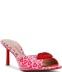 Betsey Johnson Casidy Heart Print Dress Slide Sandals