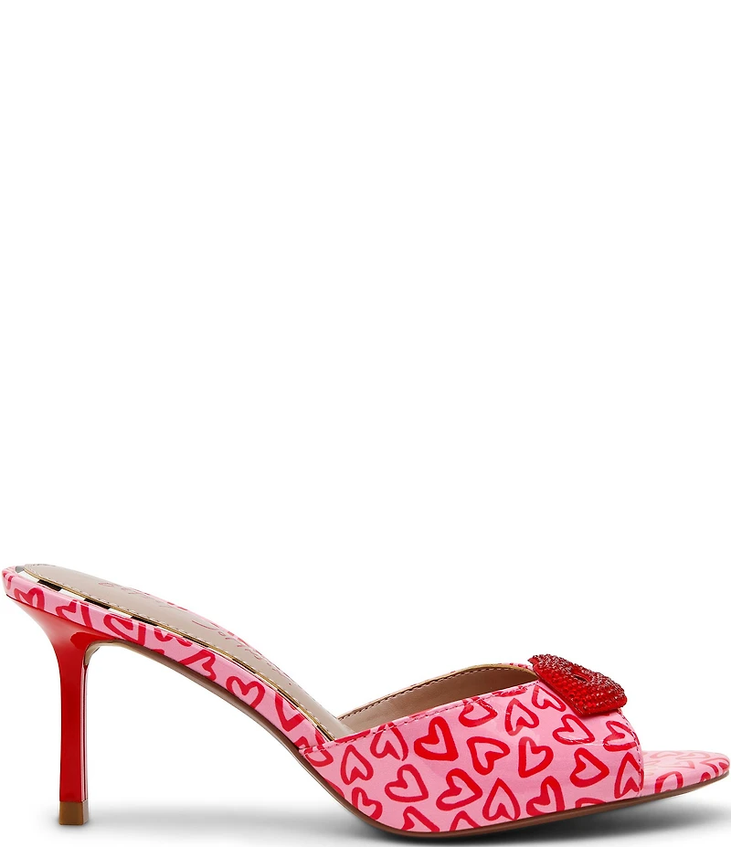 Betsey Johnson Casidy Heart Print Dress Slide Sandals