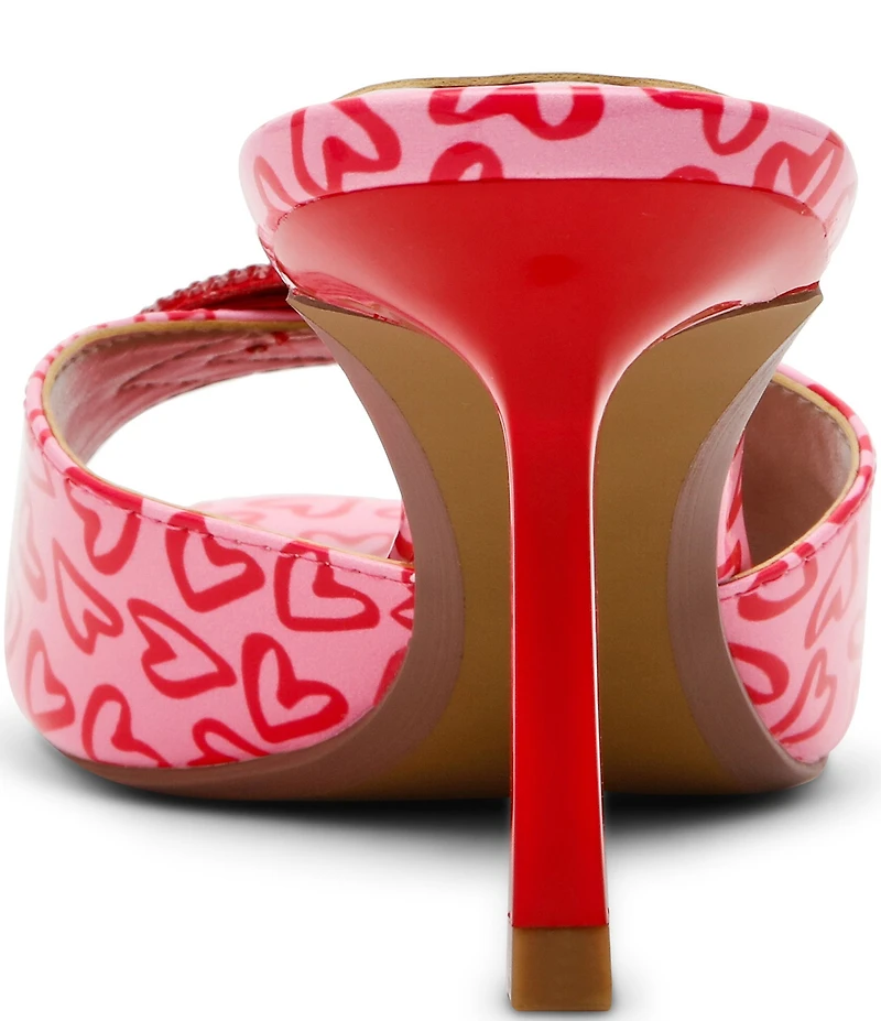 Betsey Johnson Casidy Heart Print Dress Slide Sandals
