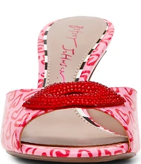 Betsey Johnson Casidy Heart Print Dress Slide Sandals