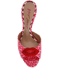 Betsey Johnson Casidy Heart Print Dress Slide Sandals