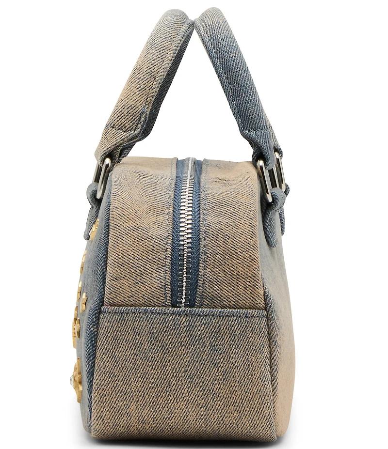 Betsey Johnson Celestial Mini Dome Denim Studded Novelty Satchel Bag