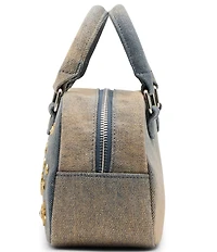Betsey Johnson Celestial Mini Dome Denim Studded Novelty Satchel Bag