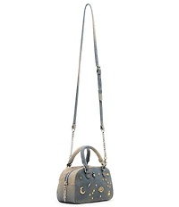 Betsey Johnson Celestial Mini Dome Denim Studded Novelty Satchel Bag