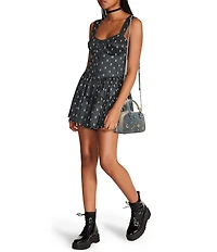 Betsey Johnson Celestial Mini Dome Denim Studded Novelty Satchel Bag