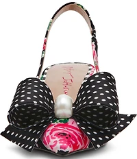 Betsey Johnson Claira Dotted Floral Pearl Oversized Bow Slingback Pumps