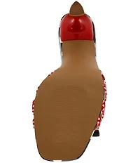 Betsey Johnson Cloverr Patent Strappy Polka Dot Rhinestone Ladybug Ornament Dress Slide Sandals