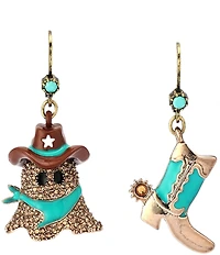 Betsey Johnson Cowboy Ghost & Boot Mismatch Drop Earrings