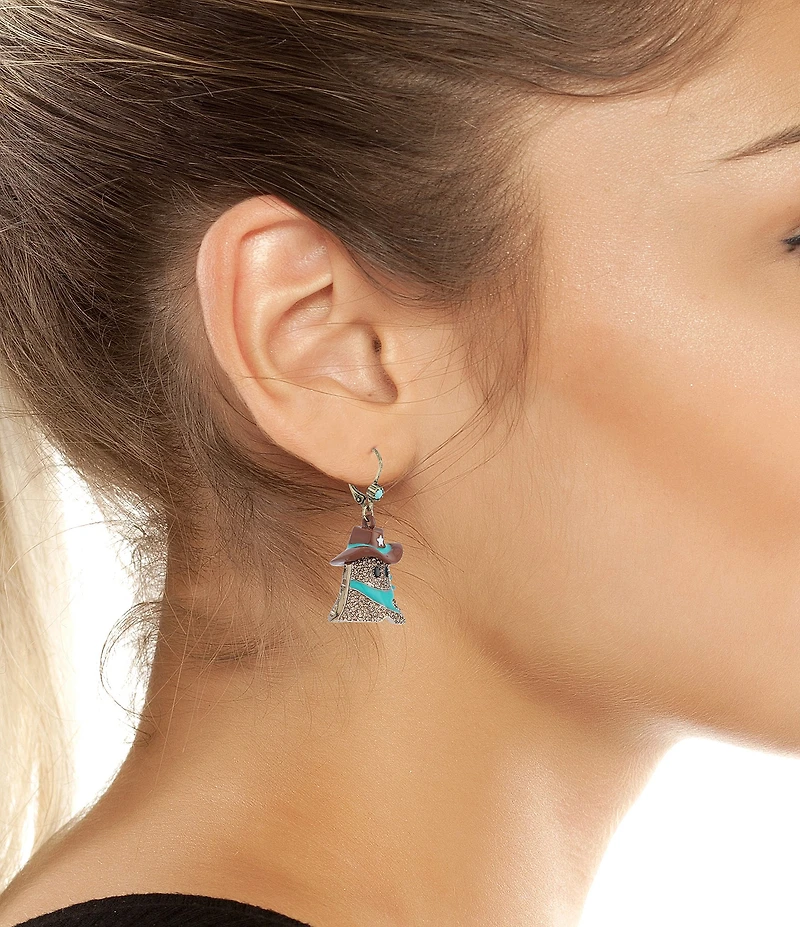 Betsey Johnson Cowboy Ghost & Boot Mismatch Drop Earrings