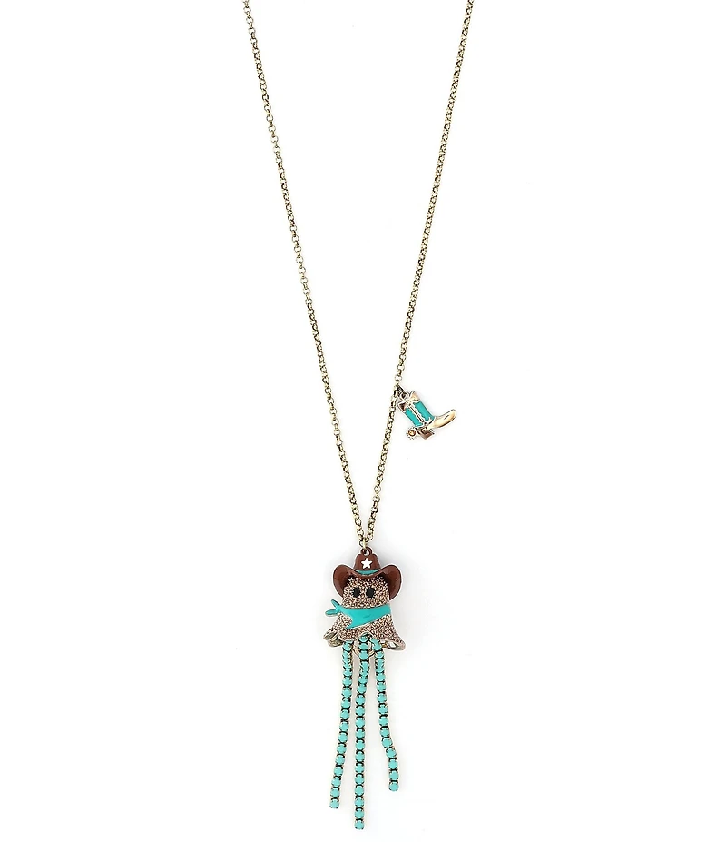 Betsey Johnson Cowboy Ghost Fringe Y Necklace