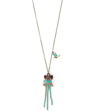 Betsey Johnson Cowboy Ghost Fringe Y Necklace