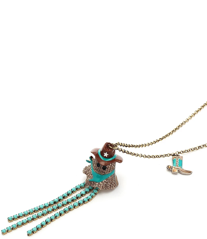 Betsey Johnson Cowboy Ghost Fringe Y Necklace