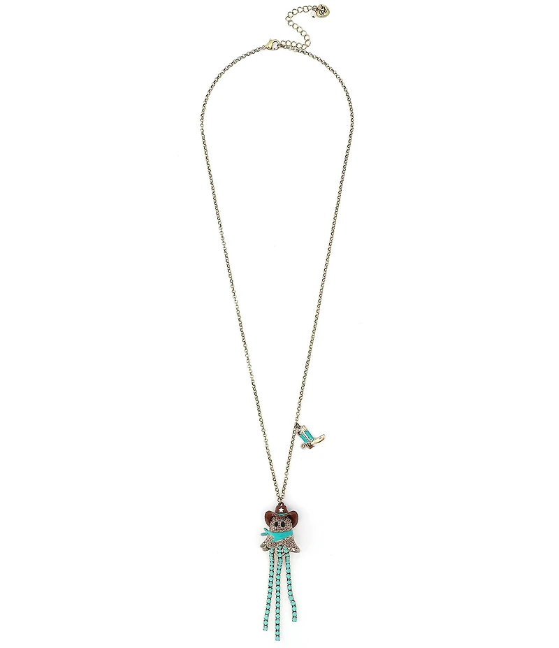 Betsey Johnson Cowboy Ghost Fringe Y Necklace