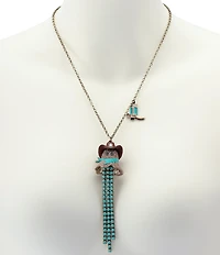 Betsey Johnson Cowboy Ghost Fringe Y Necklace