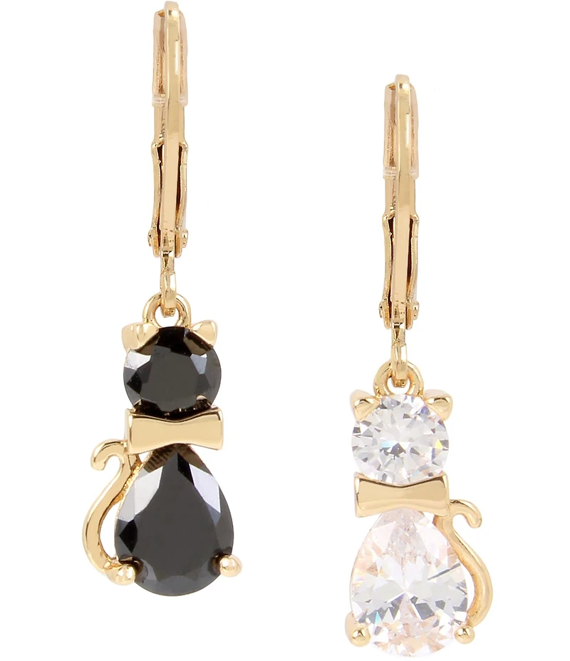 Betsey Johnson Mismatched Cat Novelty Drop Earrings