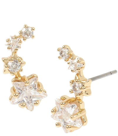 Betsey Johnson CZ Stone Delicate Shooting Star Ear Crystal Climber Earrings