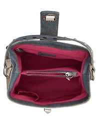 Betsey Johnson Denim Turnlock Dome Studded Handle Bucket Bag