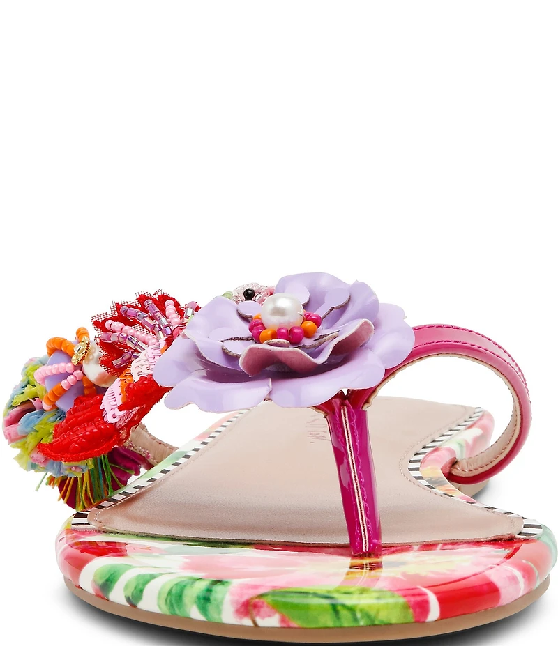 Betsey Johnson Doloris Beaded Fish Embellished Thong Sandals