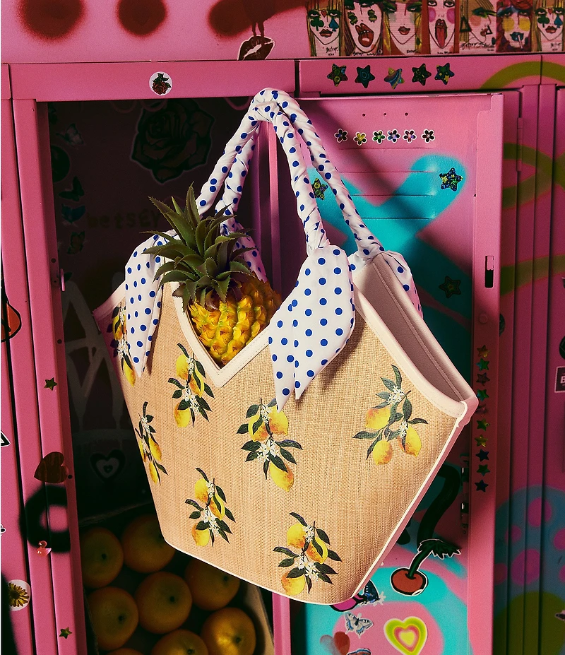Betsey Johnson Don't Be Tarty Lemon Straw Tote