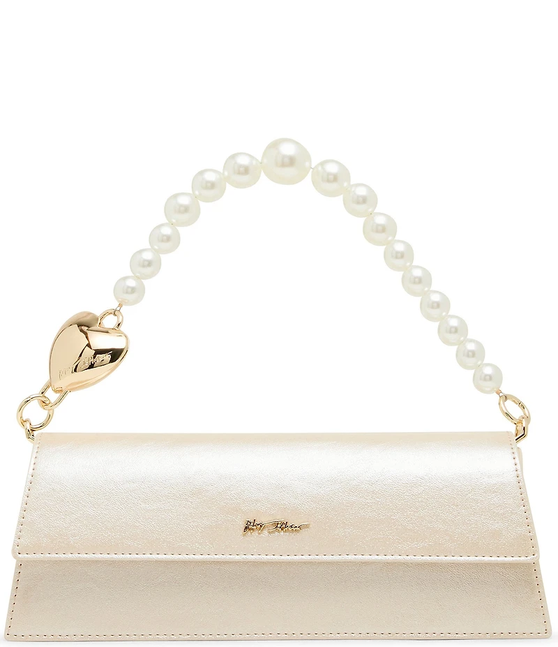 Betsey Johnson East West Pearl Beaded Handle Flap Shoulder Bag