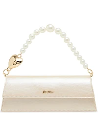 Betsey Johnson East West Pearl Beaded Handle Flap Shoulder Bag