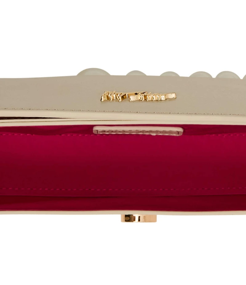 Betsey Johnson East West Pearl Beaded Handle Flap Shoulder Bag