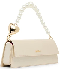 Betsey Johnson East West Pearl Beaded Handle Flap Shoulder Bag