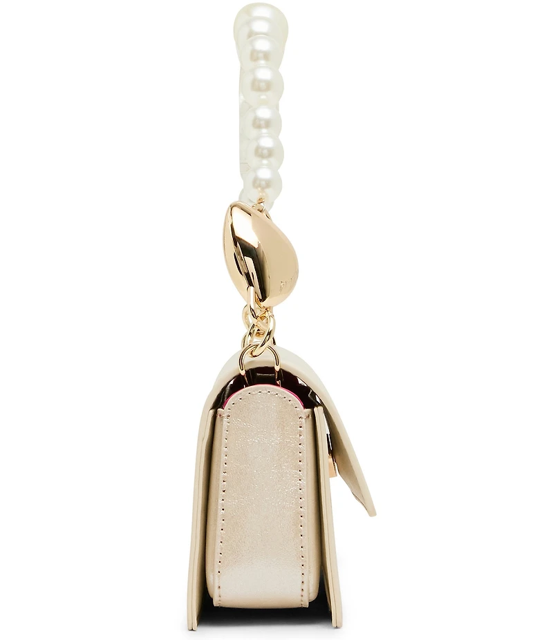 Betsey Johnson East West Pearl Beaded Handle Flap Shoulder Bag