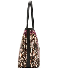 Betsey Johnson Leopard Embroidered Patch Floral Tote Bag