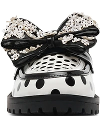 Betsey Johnson Evaline Patent Polka Dot Oversized Bow Loafer Mules