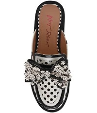 Betsey Johnson Evaline Patent Polka Dot Oversized Bow Loafer Mules
