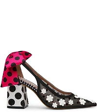 Betsey Johnson Felix Flower Polka Dot Oversized Bow Slingback Pumps