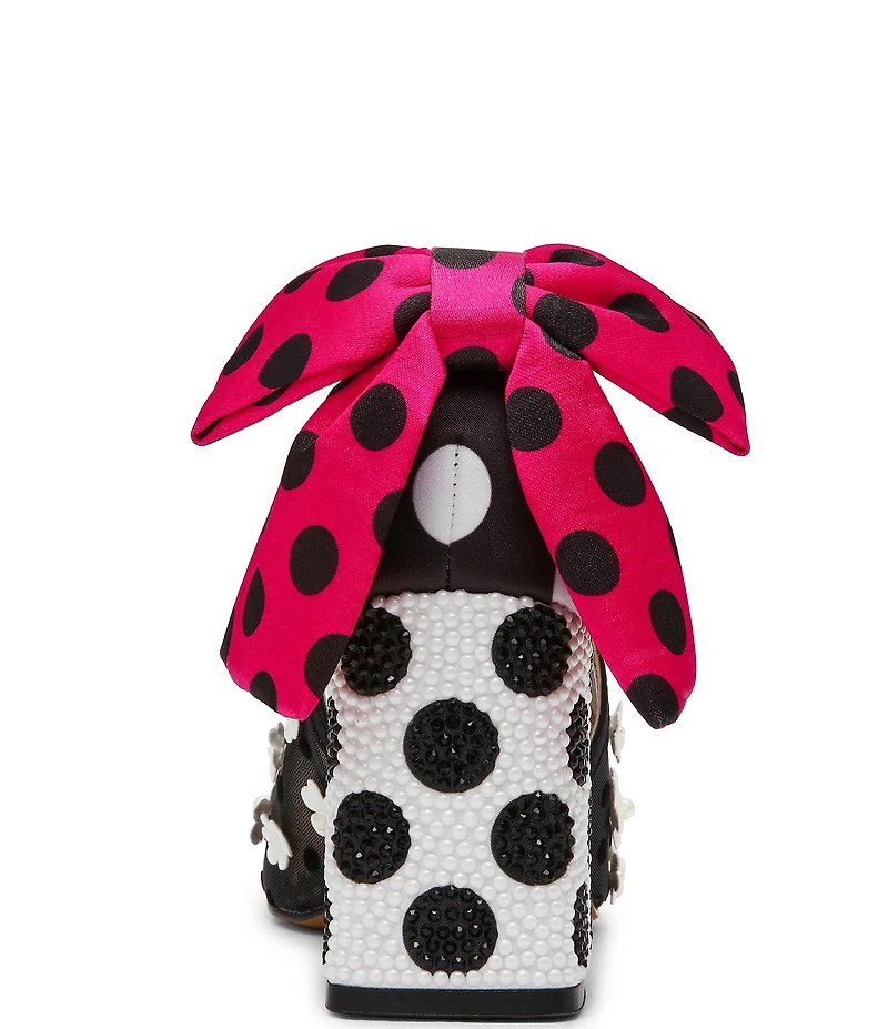 Betsey Johnson Felix Flower Polka Dot Oversized Bow Slingback Pumps