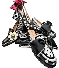 Betsey Johnson Felix Flower Polka Dot Oversized Bow Slingback Pumps