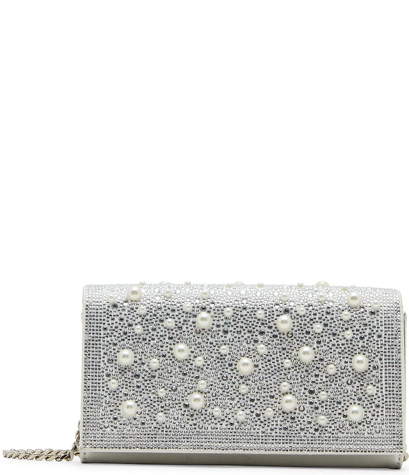 Betsey Johnson Flap Sparkler Pearl Rhinestone Detail Crossbody Bag