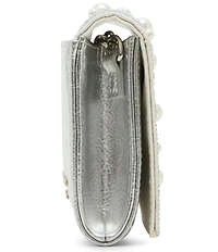 Betsey Johnson Flap Sparkler Pearl Rhinestone Detail Crossbody Bag