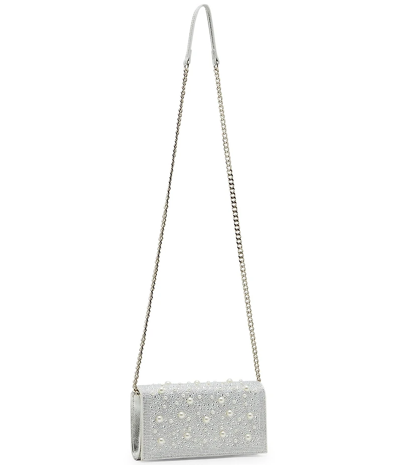 Betsey Johnson Flap Sparkler Pearl Rhinestone Detail Crossbody Bag