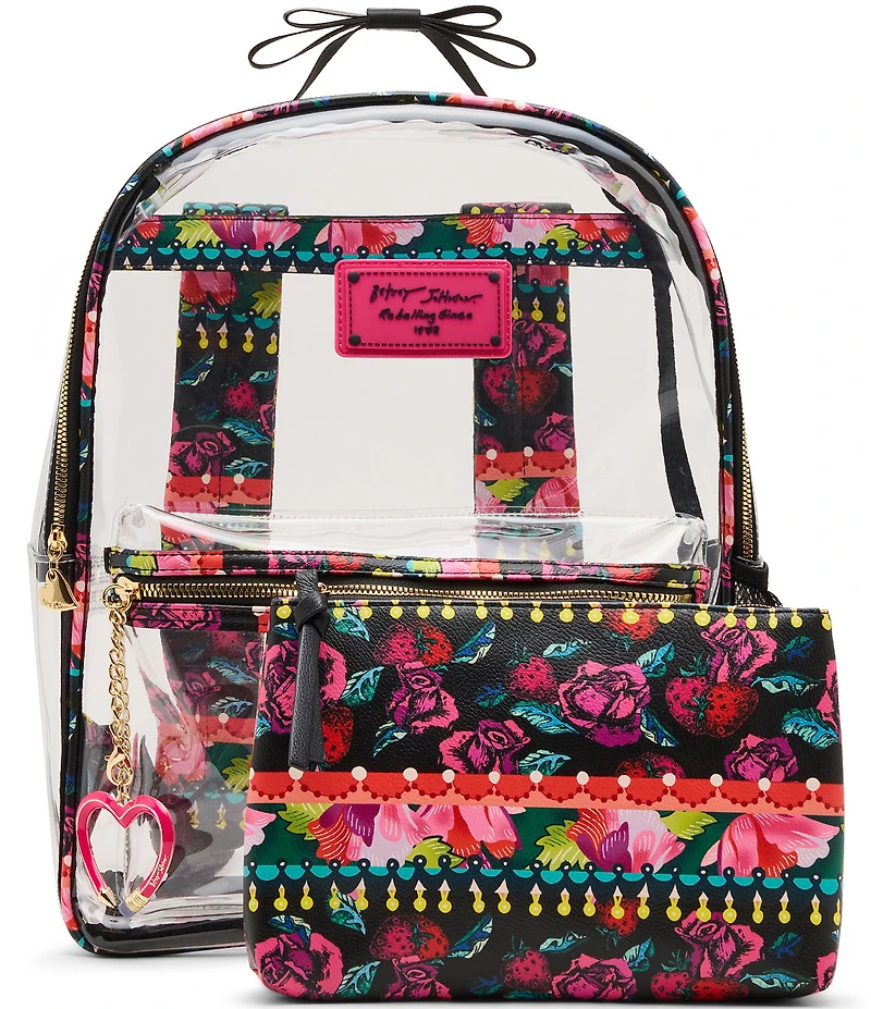 Betsey Johnson Floral Border Clear Backpack