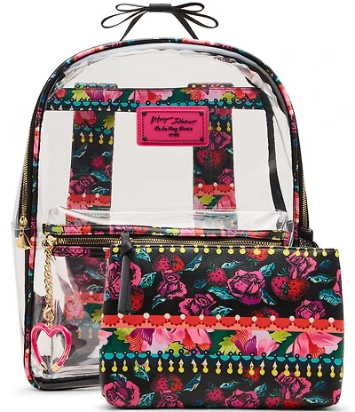 Betsey Johnson Floral Border Clear Backpack