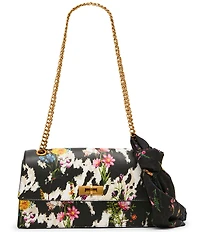 Betsey Johnson Floral Print Studded Flap Shoulder Bag