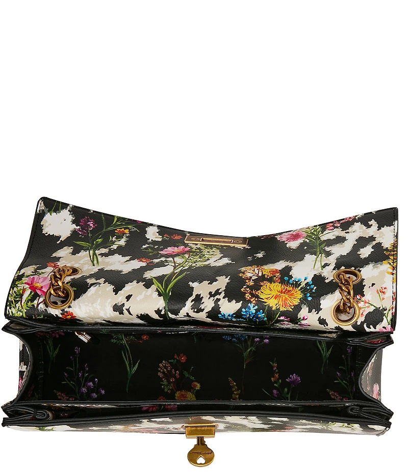 Betsey Johnson Floral Print Studded Flap Shoulder Bag