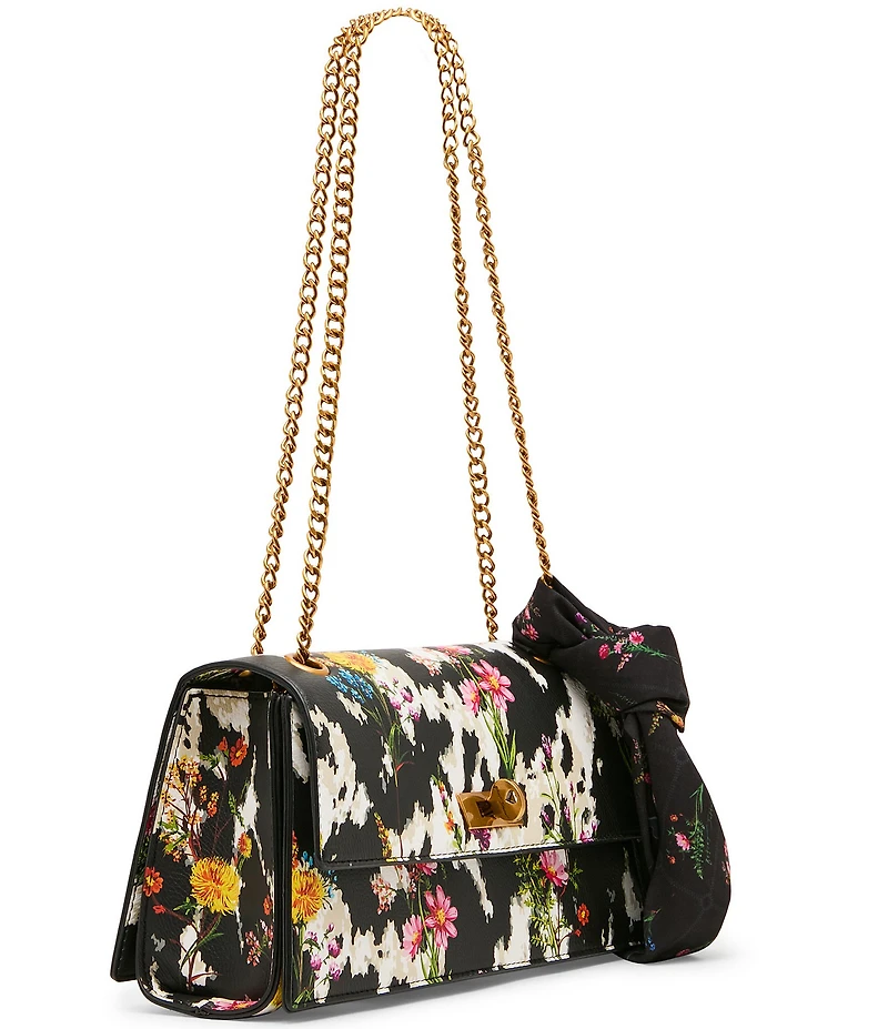 Betsey Johnson Floral Print Studded Flap Shoulder Bag