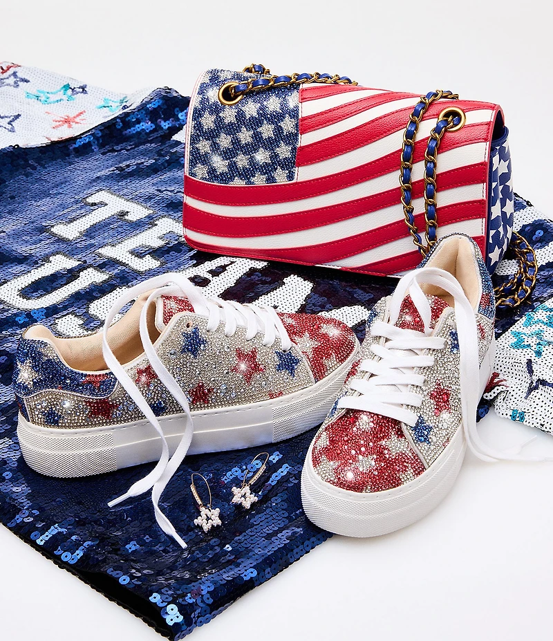 Betsey Johnson Freedom Flap Rhinestone Shoulder Bag