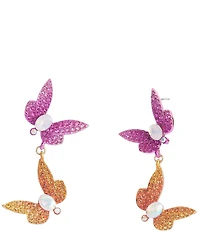 Betsey Johnson Garden Glam Butterfly Double Drop Novelty Earrings